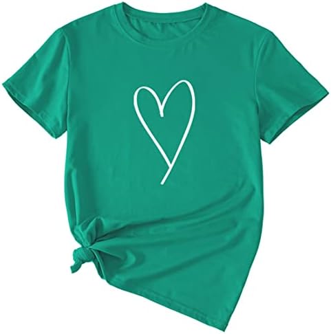 Sunidol Dámske láska srdce tlačené Roztomilé grafické tričko Crewneck príležitostné pulóver bavlna voľné matky