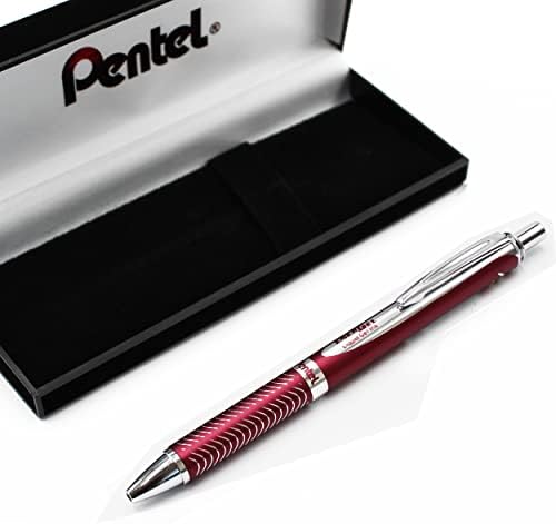 Pentel EnerGel Sterling BL407-Zaťahovacie Tekuté gélové atramentové pero - 0,7 mm-červené telo - s darčekovou