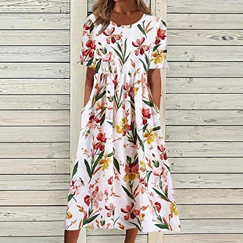 Letné šaty ZEFOTIM pre ženy 2023 kvetinové Maxi šaty s výstrihom do V s dlhým rukávom ležérne módne plážové šaty