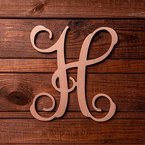 13 v. Písmeno H, Nedokončená Kaligrafia Viniča Monogram Drevené Písmeno. pre váš DIY dekor, ako je vešiak na
