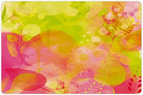 Ambesonne pastelová podložka pre domáce zvieratá na jedlo a vodu, prírodne inšpirovaný akvarelový štetec Spring