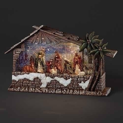 Vianoce od Roman Inc., Konfety Lites Collection, 8,25 H MUS LED Vírivé konfety svetlo Betlehem, Lucerna, snehová