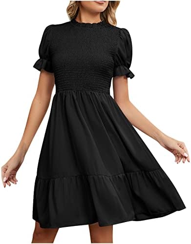 Jinmgg letné šaty pre ženy 2023, tunikové narodeninové šaty Jednofarebné Dámske šaty s krátkym rukávom klubové