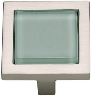 Atlas Homewares 230-GR/BRN 1-3/4-palcový kúpeľný zelený štvorcový gombík, brúsený nikel