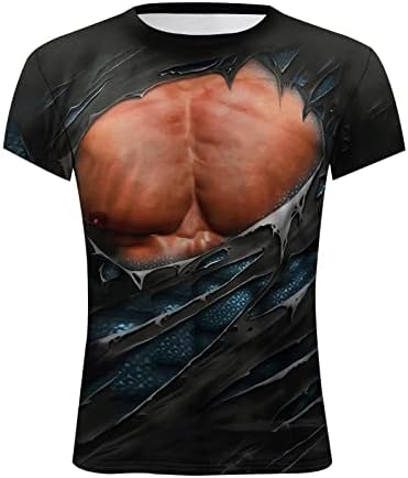 Pánska móda príležitostná 3D Digitálna tlač svalové cvičenie Fitness tričko s krátkym rukávom Top mužské šaty