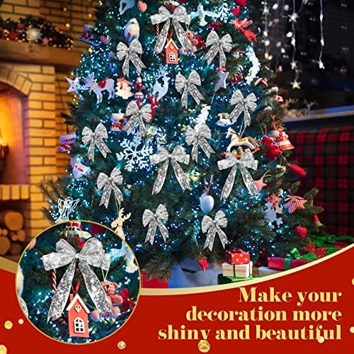 4 ks Vianočné stuha svetla 78.7 ft 240 LED svetlá vianočný strom stuha Xmas Ribbon víla svetla batérie poháňané