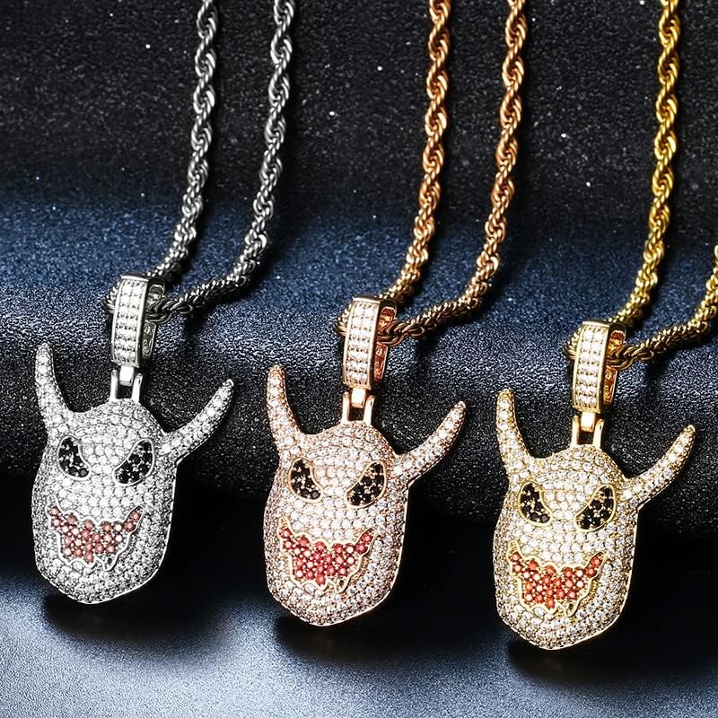 Bula THI démoni prívesok náhrdelníky pre pánske Ženy Hip Hop šperky kúzlo 3 farby Full Micro Pave zirkónové náhrdelníky