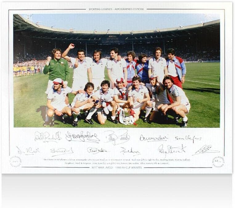 Viac podpísaná Fotografia West Ham-autogram víťazov FA Cupu 1980-autogramiáda futbalových fotografií