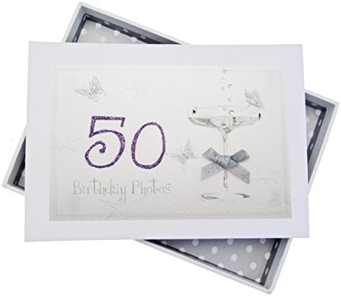 Biele bavlnené pohľadnice k 50. narodeninám, Tiny Album, sklo Coupé, 12, 5x17, 5x2, 5 cm, Balenie 6 ks
