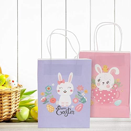 Kesyoo baliace tašky papierové tašky na cukrovinky 4ks veľkonočné zajačik darčekové tašky s rukoväťou vaječné