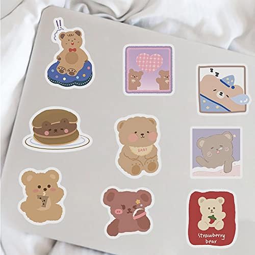 102pcs Roztomilý kreslený kórejský medveď samolepky pre deti Notebook, krásne estetické medveď samolepky Vodotesné