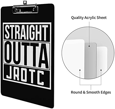 Straight Outta JROTC akrylové schránky s kovovým klipom 12,5 X 8,5 palcové roztomilé klipové dosky jednoduché