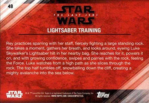 2018 Topps Star Wars The Last Jedi Series 2 Modrá 49 tréningová obchodná karta svetelného meča v surovom stave